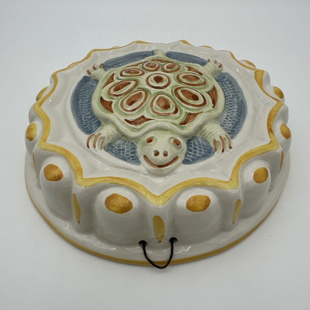 Mei-Elmar Imports Turtle Ceramic Wall Hanging Mold Italy White Green K3370 - Picture 6 of 11